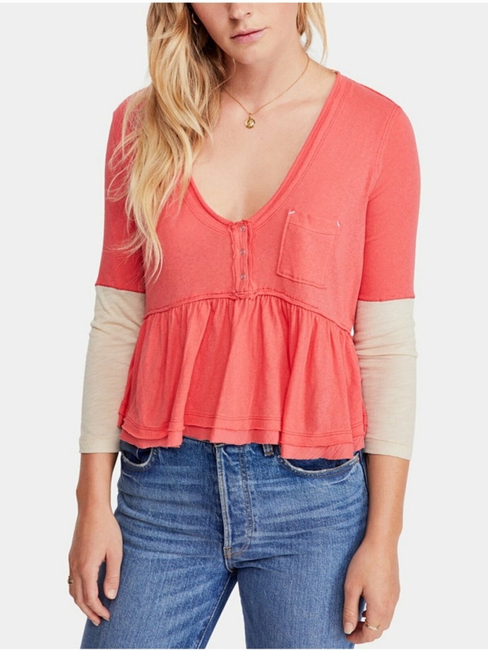 Free People Heart of Mine Colorblock Cotton Top